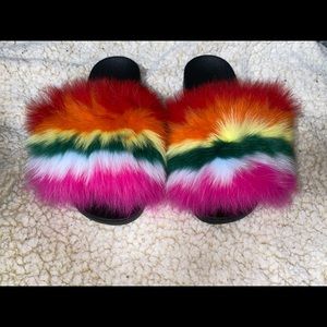 Fox fur slides